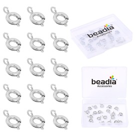 BEADIA Cierres de resorte chapados en platino que no se deslustran, 7 mm, 20 piezas para hacer joyas