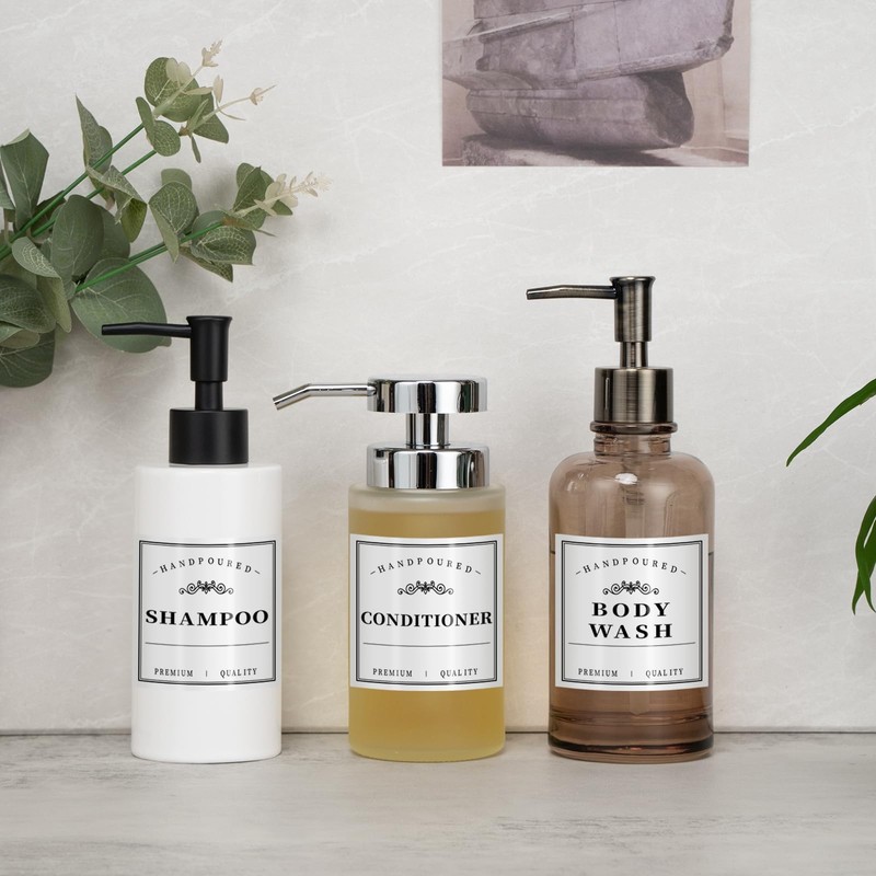 Waterproof Labels for Bottles Bathroom Kitchen 12 PCS Minimalist Organization