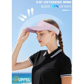 GXCROR UPF 50+ Sun Visor Hat Men Women, Lightweight Breathable Quick Dry Sports Sun Cap for Tennis Running Golf Travel