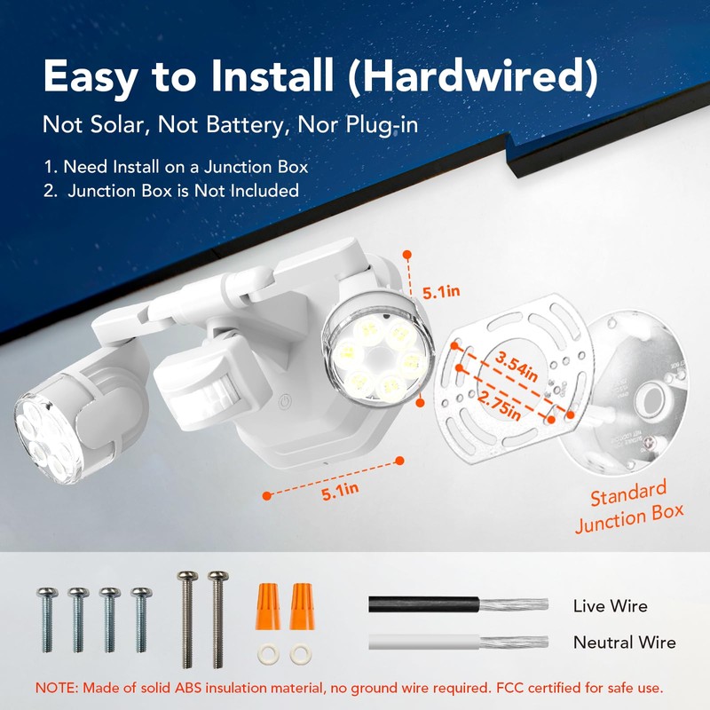 OREiN Motion Sensor Outdoor Lights, 450° Superwide Adjustment Dimmable Dusk