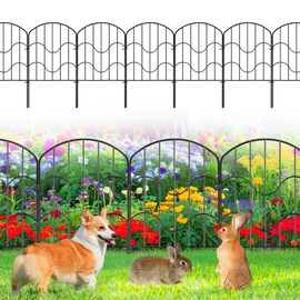 10 Pcs Rustproof Garden Fence Animal Barriers - Total 10.8ft (L) x 24in (H) Metal No Dig Rabbits Dogs Fencing Panels, Easy to Install for Outdoor Flower Bed Yard Patio Landscape