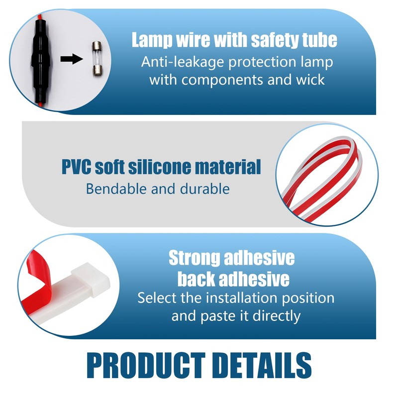 Prywog 1 PC Car Hood Light Strip, Waterproof Daytime Running