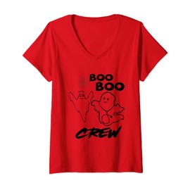 Womens Boo Boo Crew Funny Ghost Registered Burse Night Shift RN V-Neck T-Shirt