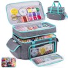 AMOIGEE Large 15" Double-Layer Sewing Storage Bag with Detachable Diviers