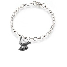 B6 Wren fine lead free English Pewter charm on a belcher link chain anklet bracelet