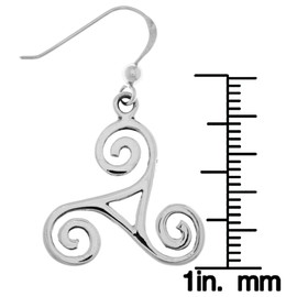Jewelry Trends Spiral Triskele Celtic Trinity Knot Sterling Silver Dangle Earrings