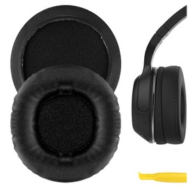 Geekria QuickFit Protein Leather Replacement Ear Pads for Skullcandy Hesh, Hesh 2, Hesh2 Wireless Headphones Ear Cushions, Headset Earpads, Ear Cups Repair Parts (Black)