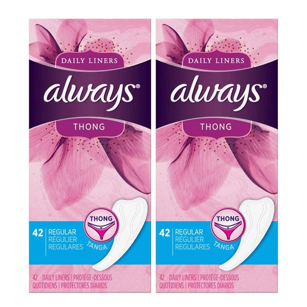 Always Dailies Liners Thong Mini-Slip 42 Count (2 Pack)