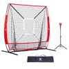 ZELUS 5x5ft Baseball and Softball Practice Net | Portable Hitting Batting Net with Tee, Target Strike Zone, Weighted Training Ball and Carry Bag