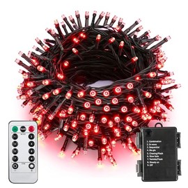 ITICdecor 33ft 100 LED Christmas String Lights, Waterproof Fairy Starry String Lights Battery Operated, 8 Modes Decorative Lights for Indoor Outdoor Xmas Tree Party Garden (Red)