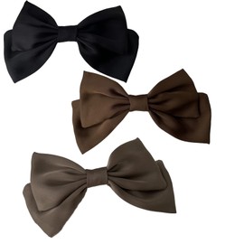 3Pcs Large Bow Hair Clips Big Bow Hair Barrettes Silky Satin Ribbon French Bowknot Hair Clips Women's French Hair Clip Hair Accessories with Spring Clip Suitable for Ladies and Girls