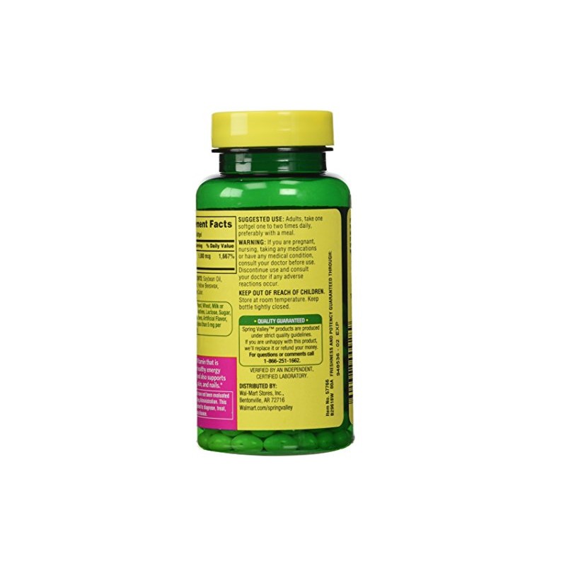 Spring Valley - Biotin 5000 mcg, 240 Softgels