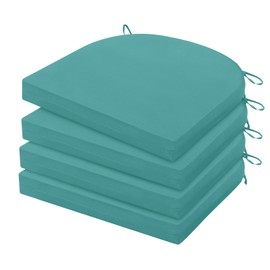 HARBOREST Outdoor Chair Cushions Set of 4 - Round Corner Waterproof Outdoor Cushions for Patio Furniture - Patio Furniture Cushions with Ties, 17"x16"x2", Teal