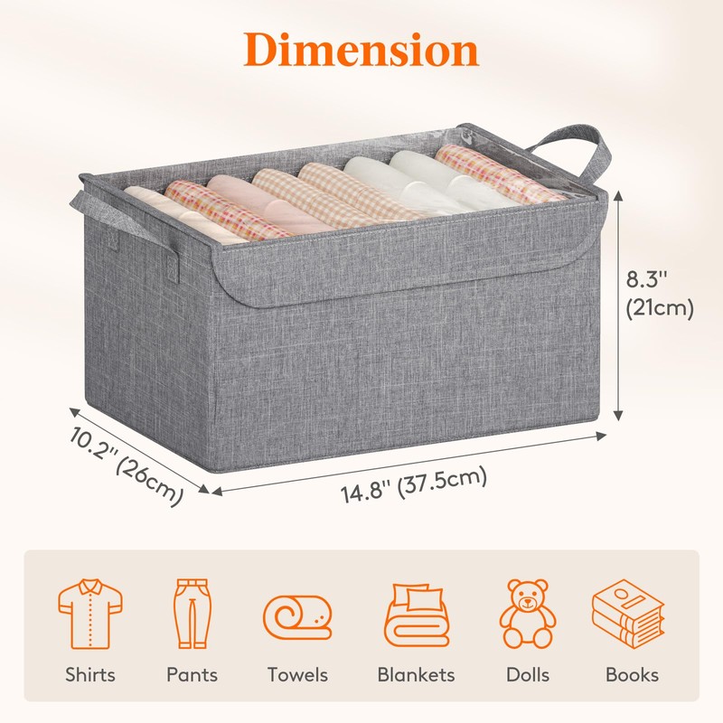 Lifewit Fabric Storage Boxes 6 Pcs, Stackable Storage Bins with