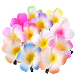 10Pcs Colorful Hawaii Plumeria Flower Clips Hawaiian Flower Hair Barrettes Beach Party Hair Clips Artificial Tropical Flower Hairpins for Wedding, Hair Accessories (7cm)