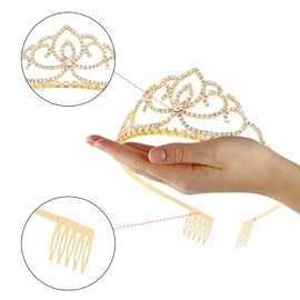 FASOTY Gold Tiara Crystal Crown with Combs Elegant Princess Tiaras and Crowns for Women Girls Rhinestone Headband for Bridal Wedding Birthday Party Prom