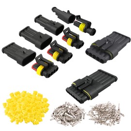 QitinDasen 12 Set Waterproof Car Electrical Connectors, Sealed Waterproof Electrical Connector Plug Socket Kit, for Car Truck Boat (1 Pin/2 Pin/3 Pin/4 Pin/5 Pin/6 Pin)