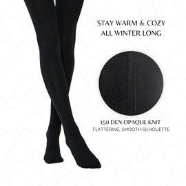 PENTI Thermal 150 Den Warm Winter Tights | Polar-Soft Inner Lining for Cozy Insulation | Perfect Underlayer Legwear for Cold Weather (US, Numeric, 2, Regular, Regular, Black)