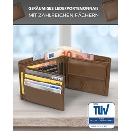 Kronenschein® Wallet Made of Nappa Leather, RFID Protection Premium Men’s Leather, Cognac