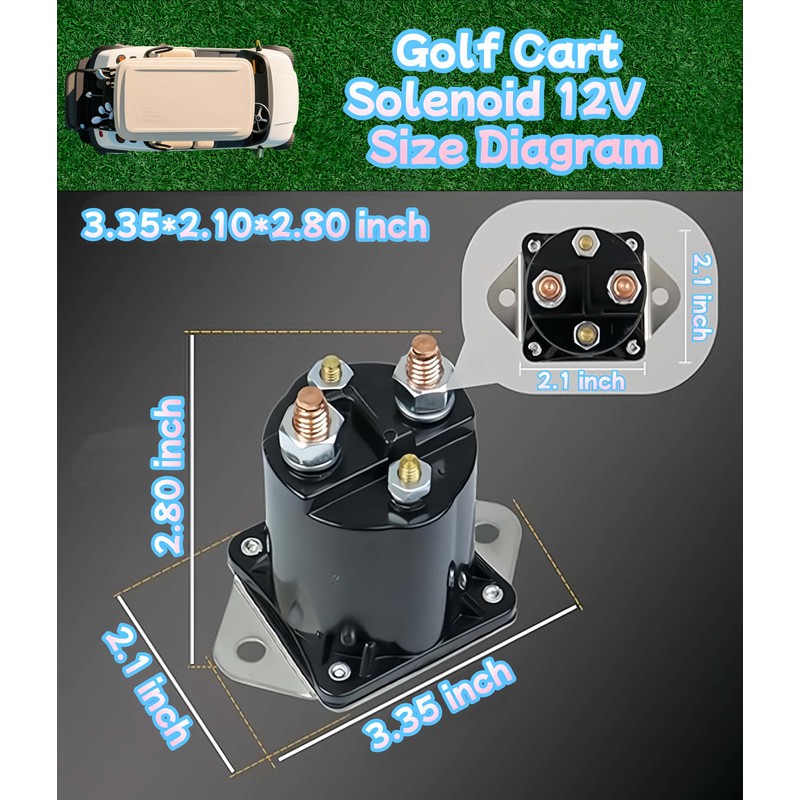 Viefow 12V Club Car Starter Solenoid,Gas Golf Cart Solenoid Fits