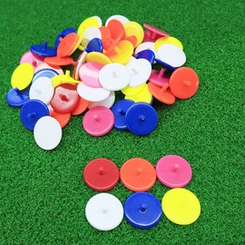 AMRTA Plastic Golf Ball Markers 100 pcs Round Flat Golf Ball Position Marker for Putting Green Coin,Diameter 25mm Mixed Color Golf Ball Mark Tool For Men Women Golfing(100 Pieces)