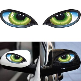 1 Pair Funny Cat Green Eyes Car Decal Sticker, 3D Decal Sticker for Auto Car Side Mirror L+R Rearview, Auto Side Rearview Mirrors Stickers Fit for All Cars(Green Eyes)