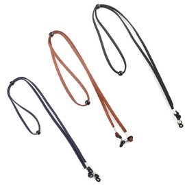 Aidqxbaoer Brillenband aus Leder, Universal Brillenbänder Brillenkette, Unisex Verstellbar Brillenschnur, Geeignet für Brillen, 3 pcs