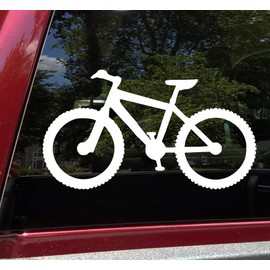 White - 2-Pack Mountain Bike Vinyl Decals - Biking MTB ATB Bicycle XC Downhill Cyclocross CX - Die Cut Stickers - Each 3.5w x 2h inches