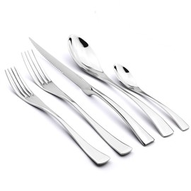 JANKNG 20-Piece 18/10 Stainless Steel Serrated Steak Knife Flatware Set, Service for 4