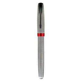 Jinhao HongYun 75 Fountain Pen, Chiseled Silver, Fine Nib With Ink Converter, Dark grew Trim, Gift Box