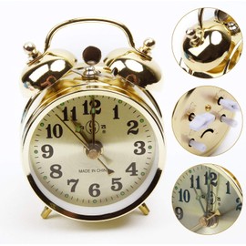 Reloj Despertador Vintage de Doble Campana Mecánico Dorado para Dormitorio