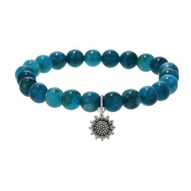 Junran Sunflower Bracelets Silver Apatite Natural Stone Bracelets for Mother Daughter Sister Grandma