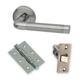 UAP Door Handle Pack - Door Handle Set For internal Doors, With Handles, Hinges, Tubular Mortice Latch, Intelligent Hardware Latch Pack, Polished Chrome Satin Chrome Blister Pack (Apollo Style Handle)