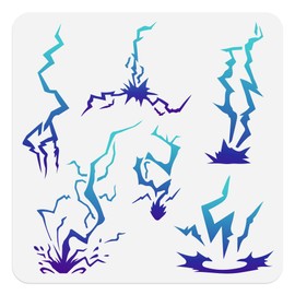 DOODLREAM 30 x 30cm Lightning Wall Stencil Templates Thunder Bolt Reusable Plastic Weather Nature Storm Stencils for Painting on Wood Floor Tile Fabric Glass Furniture DIY Home Decor Template