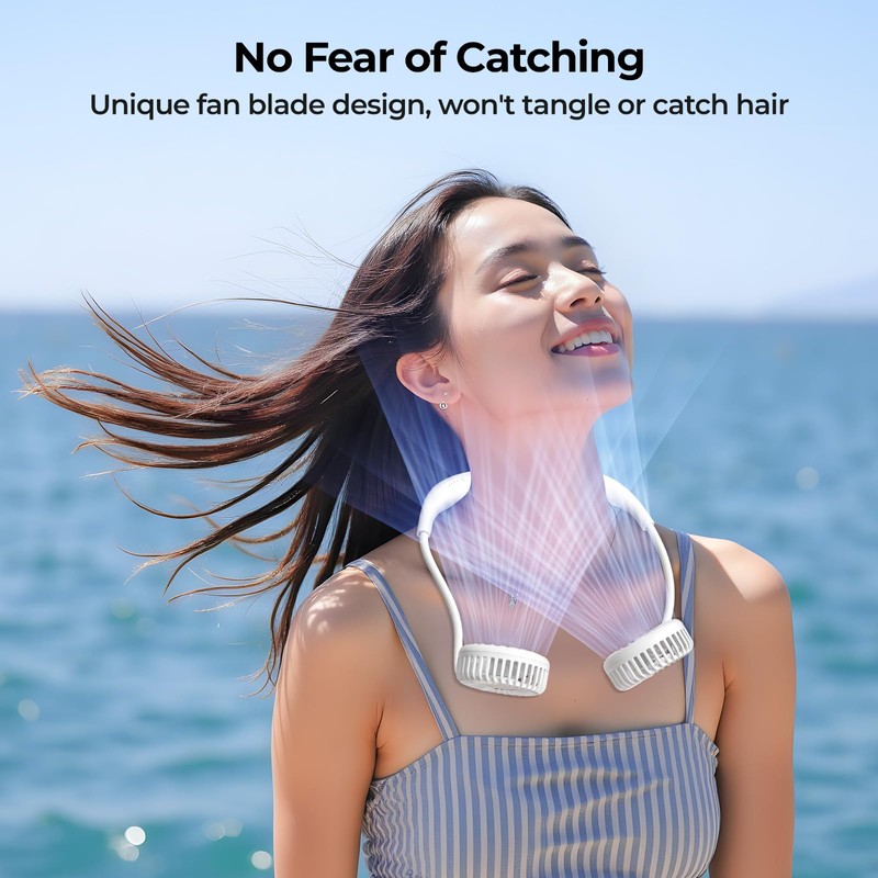 AMACOOL Neck Fan Battery Operated Neckband Fan Hand-Free Wearable Personal
