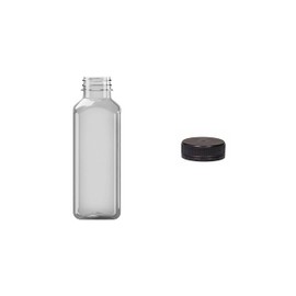 Nipter Empty Plastic Bottles for Filling 300 ml, Square Bottles, Transparent Smoothie Bottle, PET Bottle with Screw Cap, Pack of 24