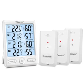 Geevon Digital Hygrometer Thermometer Wireless Thermometer with Outdoor Sensor Room Thermometer Indoor Outdoor Digital Thermometer Humidity Temperature and Humidity Meter