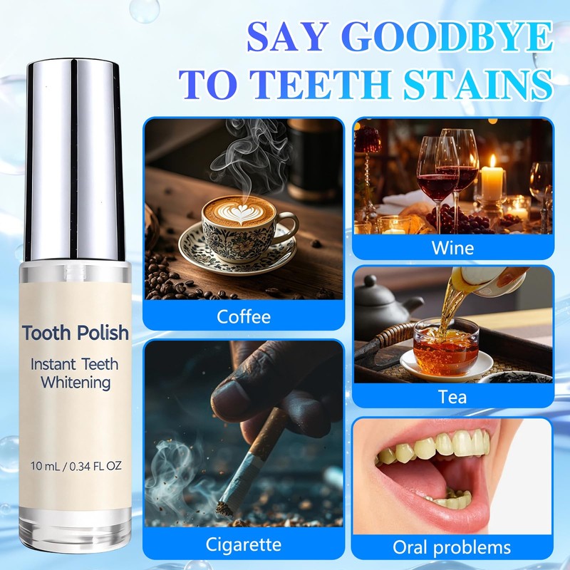 2PCS Tooth Paint, Tooth Polish,Instant White Tooth Paint,Natural Teeth Whitening
