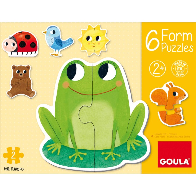 Goula 53173 6 Animal Shaped Puzzles, 2 Pieces, Multi-Colour, One