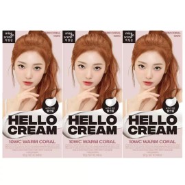 Mise-en-scene 미쟝센 헬로크림 염색약 10WC 웜코랄 NEW x 3개 Missha Hello Cream Hair Color 10WC Warm Coral NEW x 3