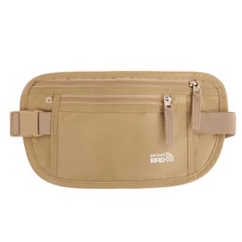 paissit Small Unisex Money Belt For Men and Women, Slim Passport Holder RFID Blocking Travel Essentials Pouch with Adjustable Strap Small Waist Pouch for Workout Running Travelling Hiking(Beige)