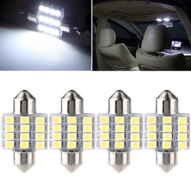 OCPTY 31MM DE3175 3022 3021 5050 12SMD Festoon LED Bulb Replacement fit for Interior Dome Map Light,4Pack White