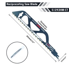 12-Inch Reciprocating Saw Blade-Demolition Masonry Wood Cutting Sawzall Pruning Blades Hard Alloy Saw Blades for Cutting Brick, Porous Concrete (305mm/12)