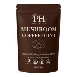 Purest Health Purest Health Mushroom Coffee - 10 mushroom in 1 Advanced Blend - Premium Arabica Coffee with Lions Mane, Maca and Ashwagandha - Vegan & Non-GMO, 180g, 36 Servings