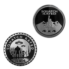 2Pcs Squatch Aliens Badge Rated Car Emblem, 4 x 4 Metal Automotive Bigfoot Badge 3D Metal Car Badges Emblems Round Emblem Decals Car Badge Decals Stickers Compatible for Jeep Wrangler Vehicles Trucks