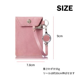 Questa è la Voice Pass Case with Reel, Made in Italy, Made of Cowhide Leather, Mother's Day, C.Beige