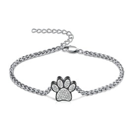 QGJNSGC Paw Urn Bracelet for Ashes Dog Cat Pet Paw Print Cremation Jewellery for Pet Ashes Animal Keepsake Memorial Charm Pendant Bracelet
