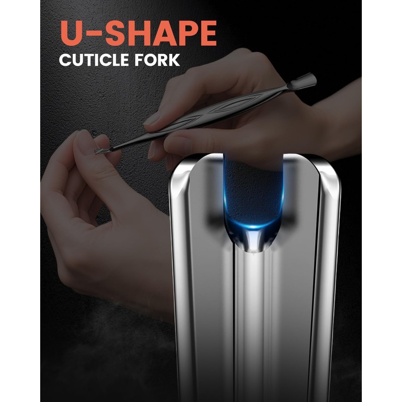 BEZOX 2 in 1 Cuticle Pusher and Trimmer with Fork