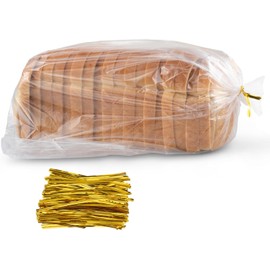 Bread Bags with Ties, Reusable,60 Clear Bags and 60 Ties, Bread Bags For Homemade Bread And Bakery Loaf Adjustable Reusable(60)