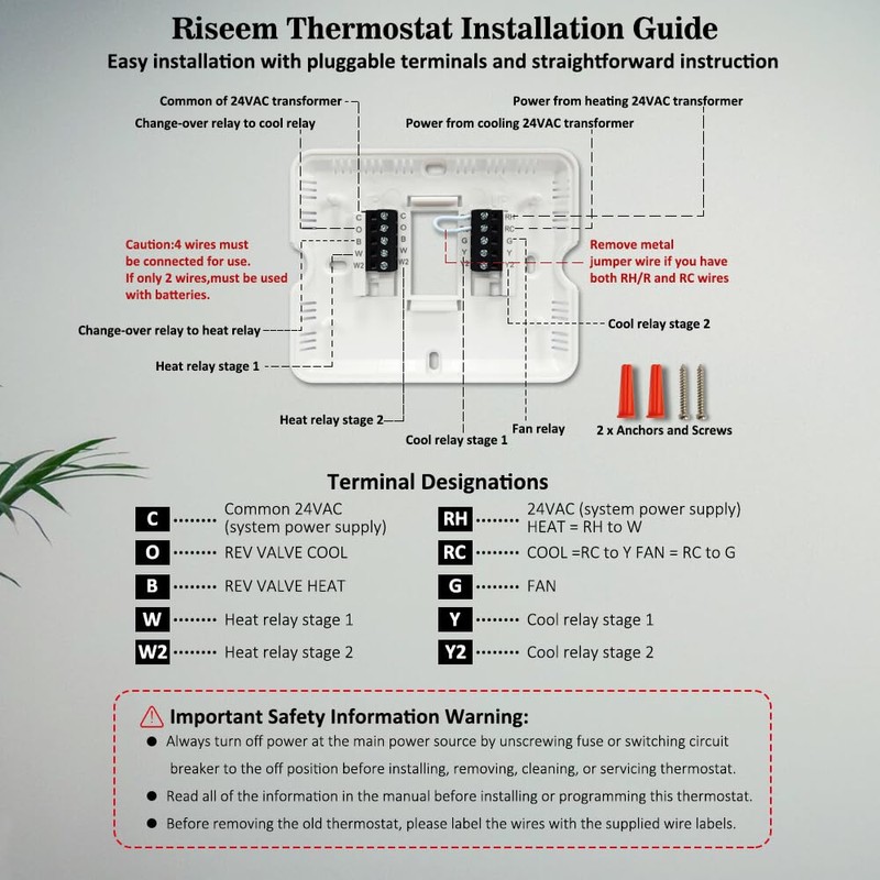 Programmable Thermostat for Home, 5-1-1 Day Programmable,Multi-Stage,2 Heat/2 Cool,Digital Energy-Saving